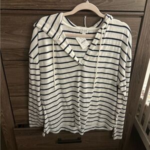 J. Crew Navy and White Striped Pullover